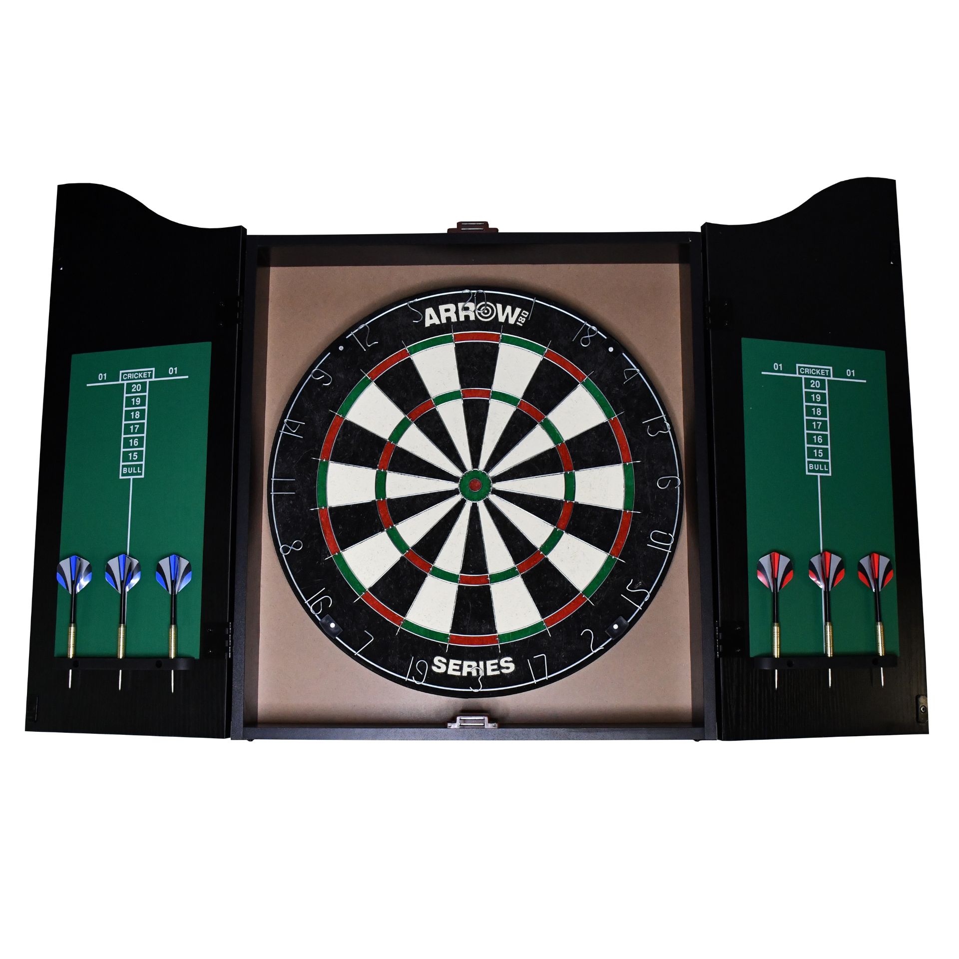 Arrow180 Bristle Dartboard Cabinet Set — original supplier photograph